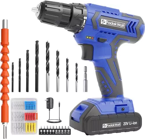 Atornillador Eléctrico FADAKWALT 20V con Kit Taladro Batería