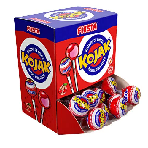 Caramelo Kojak con Palo Sabor Cereza Relleno de Chicle