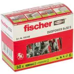 Tacos Fischer DuoPower con tornillos para pared - Caja profesional 50 unidades