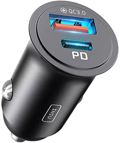 Cargador de Coche INIU USB C 30W + USB A 30W Carga Rápida - iPhone Samsung Huawei