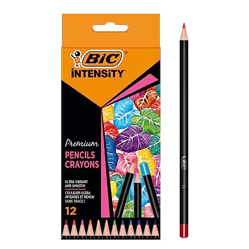Lápices de Colores BIC Intensity Premium Woodcase - Mina Resistente a Roturas
