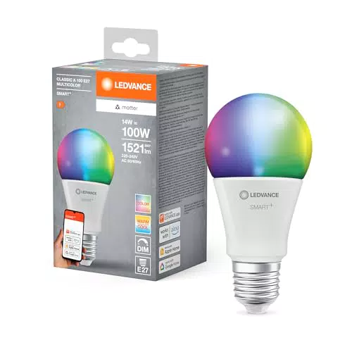Lámpara LED SMART+ MATTER LEDVANCE E27 RGBW y Luz Blanca