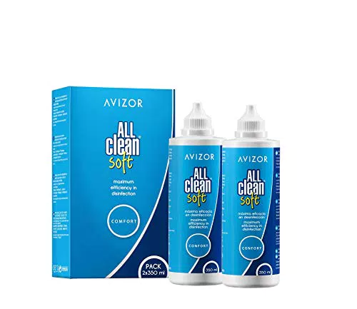 Solución única AVIZOR All Clean Soft para limpieza de lentes de contacto blandas