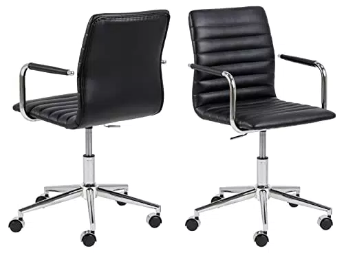 Silla de escritorio Movian de poliuretano negro con reposabrazos - Marca Amazon