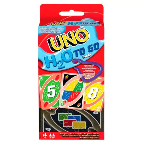 Juego de Cartas UNO H2O To Go Resistente al Agua - Diversión para Niños y Adultos en Playa y Viajes