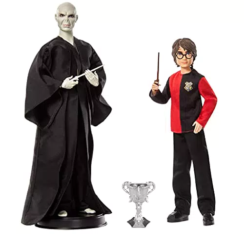 Muñecos Mattel Harry Potter vs Voldemort con Varitas y Cáliz de Fuego