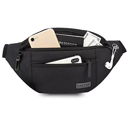 Riñonera MAXTOP con Conector para Auriculares y 4 Bolsillos con Cremallera