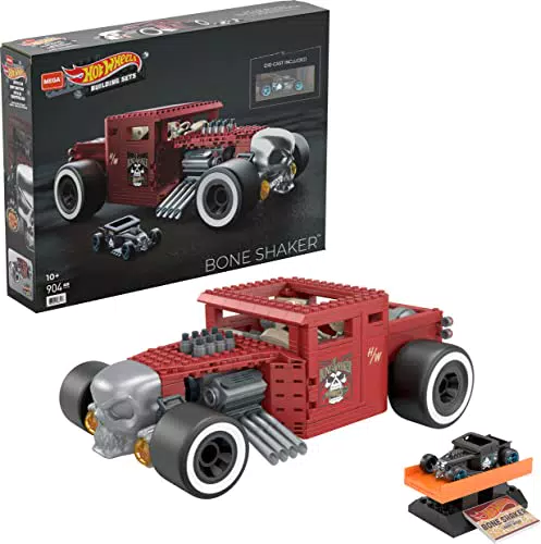 Coche de juguete Mega Construx Hot Wheels Bone Shaker con figura incluida - Para niños +10 años