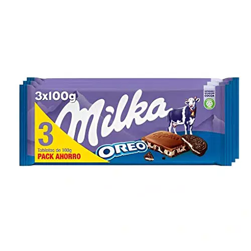 Tableta de Chocolate Milka Oreo con Trozos de Galleta y Relleno de Vainilla