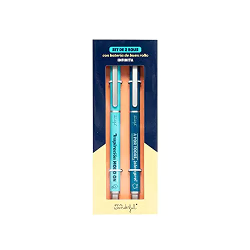 Set de 2 bolígrafos Mr. Wonderful con batería de buen rollo