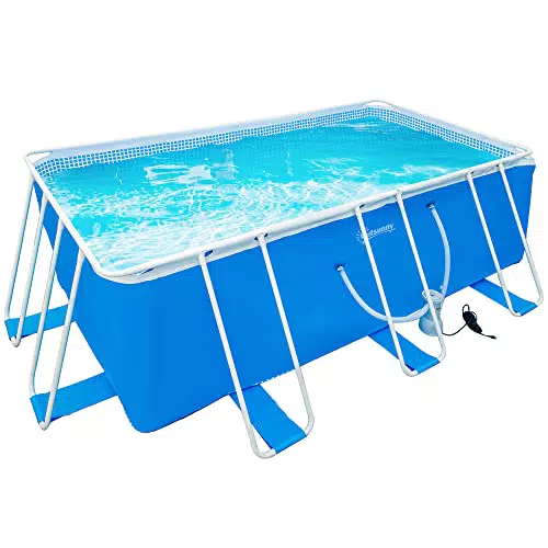 Piscina Desmontable Outsunny Rectangular con Depuradora y Marco de Acero