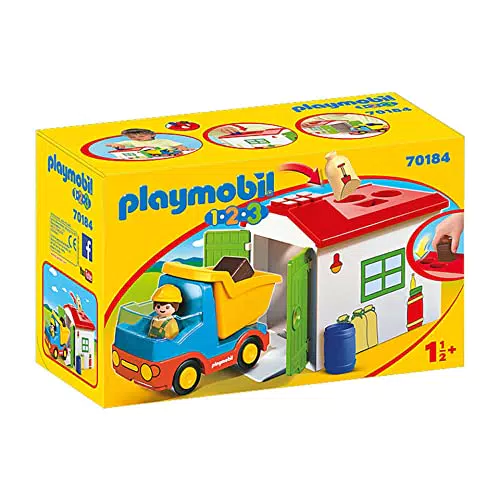 Camión con Garaje PLAYMOBIL 1,2,3 - Juguete para Niños de 18 Meses en Adelante