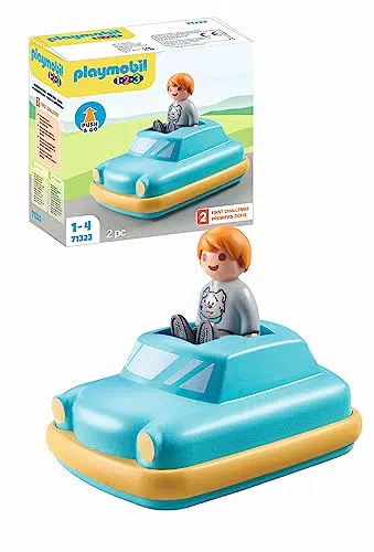 Coche de Juguete Interactivo PLAYMOBIL 1,2,3 con Motor de Volante - Para Niños a Partir de 12 Meses