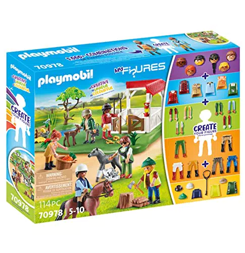 Playmobil Rancho de Caballos con 6 Figuras de Juego - Juguetes de Caballos para Niños
