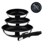 Set de Sartenes Bergner Click&Cook de Acero Inoxidable Antiadherente con Mango Ergonómico Extraíble