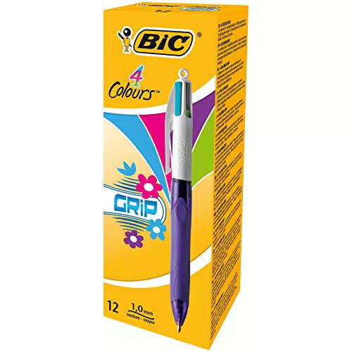 BIC 4 Colours Grip Fashion Vi - Bolígrafo de cuatro colores con grip, colores pastel