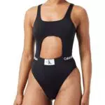 Traje de Baño One Piece Calvin Klein para Mujer con Escote - Negro