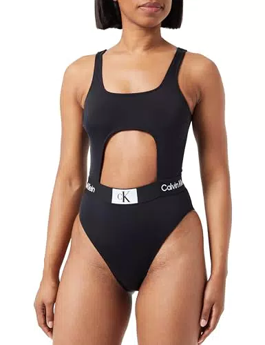 Traje de Baño One Piece Calvin Klein para Mujer con Escote - Negro