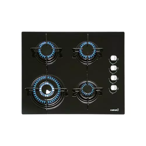 Placa de Gas Modelo CIB 6031 - 4 Quemadores - Ancho 59cm - Cristal Negro