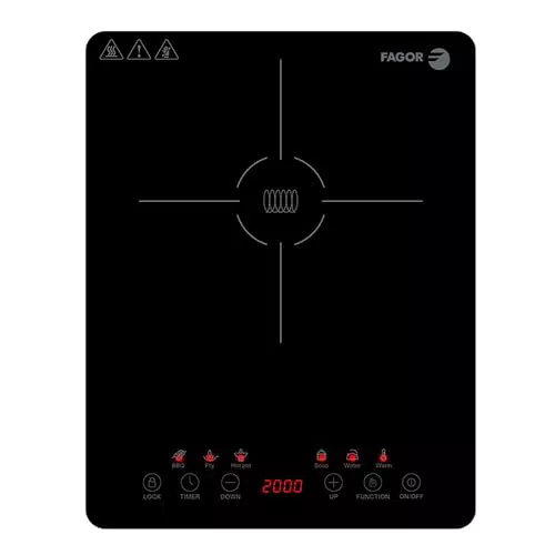 FAGOR Placa de inducción portátil LEXIE 2000W, diseño ultraslim y 6 funciones