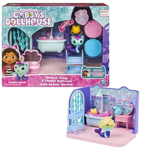 Gabby's Dollhouse - Baño de Sirenita con Figura y Accesorios para Niños 3+