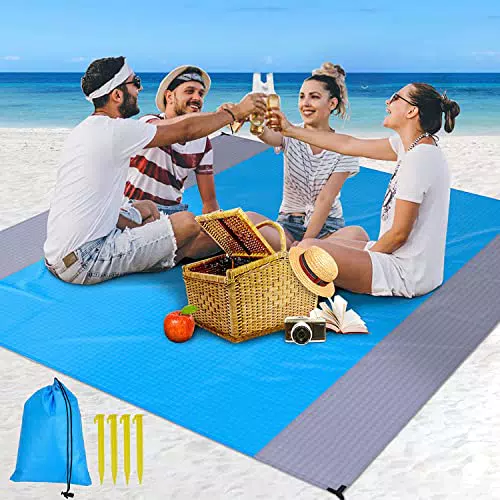 Alfombra de Playa Impermeable 230 x 200 con Clavos Fijos - Ideal para Jardín y Camping