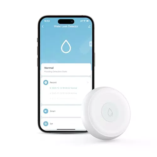 Detector de Fugas de Agua Maxcio con Sensor de Inundación Inalámbrico - Compatible con Alexa y Google Home