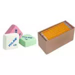 Lápices Milan 430 + Gomas de borrar miga de pan + Amazon Basics HB 2 - Pack 150