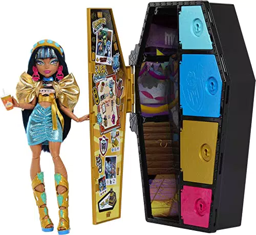 Muñeca Monster High Cleo de Nile con Armario y 15 Accesorios de Moda