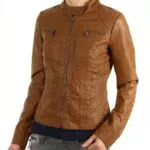 Chaqueta Biker de Cuero para Mujer - Estilo Bandit (Marrón)