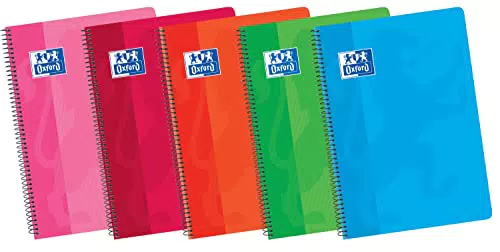 Cuadernos Oxford A5 Cuadrícula 4x4 con Tapa Blanda y Espiral - Pack 5 Unidades