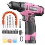 PULITUO Taladro Inalámbrico 12V con Batería Li-Ion y Portabrocas Sin Llave