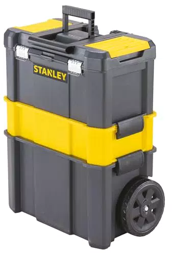 Caja de Herramientas Stanley Taller Móvil Essential 3 en 1 con Ruedas y Asa Plegable