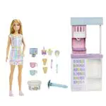Barbie Juego de Heladería con Muñeca, HCN46, Regalo para Niños de 3 Años+