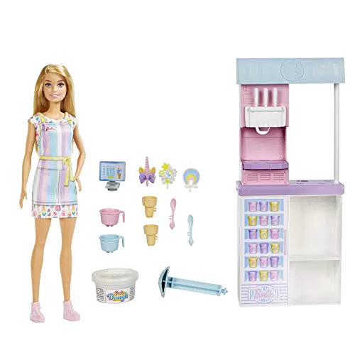 Barbie Juego de Heladería con Muñeca, HCN46, Regalo para Niños de 3 Años+