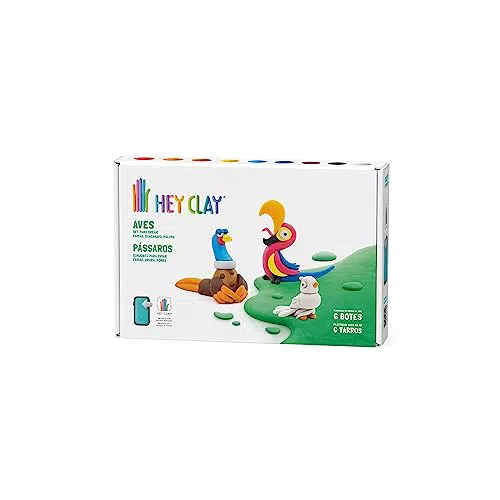 Bizak Hey Clay Pack Medio Pájaros - Plastilina de Secado al Aire para Niños