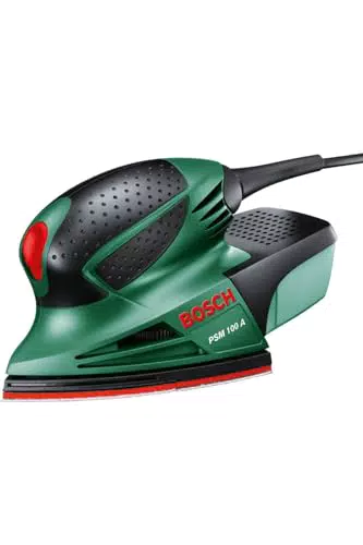 Bosch PSM 100 A - Multilijadora con 3 hojas de lija y maletín incluido