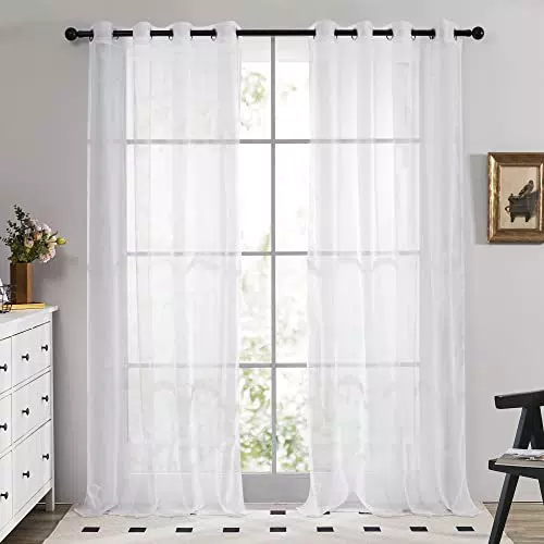 Deconovo Visillo Cortina Transparente para Dormitorio - 140 x 183 cm