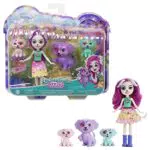 Mattel Enchantimals City Tails Muñeca Dessa Dalmatian y Hermanas con Mascotas