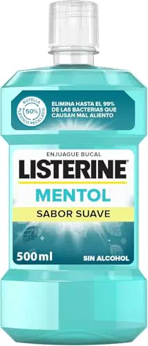 Listerine Enjuague Bucal, Mentol Sabor Suave, Sin Alcohol