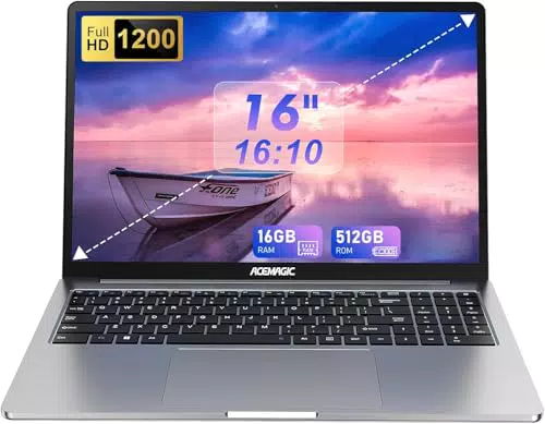 ACEMAGIC Ordenador Portátil 16 GB RAM, 512 GB SSD, Intel Alder Lake N95, 16" Full HD