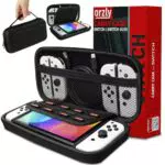 Orzly Estuche de Transporte Compatible con Switch y New Switch OLED Console - Morado Estuche Protector Duro portátil de Viaje Estuche con Bols
