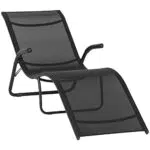 Outsunny Tumbona Plegable de Jardín con Reposabrazos y Respaldo Transpirable