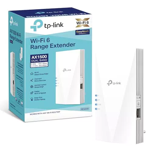 TP-Link RE500X - Repetidor WiFi 6 AX1500 con Puerto Ethernet Gigabit