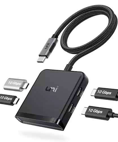 Uni Hub USB C 10Gbps, adaptador 4 puertos para MacBook, iPhone 15 y más
