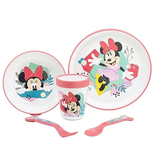 Minnie Mouse Vajilla infantil reutilizable antideslizante con base de silicona