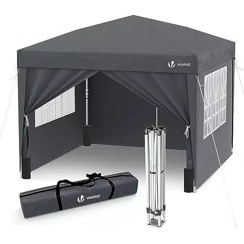 VOUNOT Carpa Plegable Gazebo 3x3m con Paredes y Bolsas de Arena para Exterior