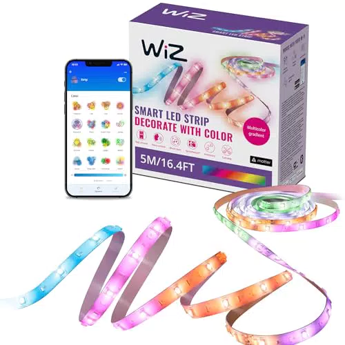 WiZ Tira LED Inteligente 5m con Control WiFi y Compatibilidad con Alexa y Google Home