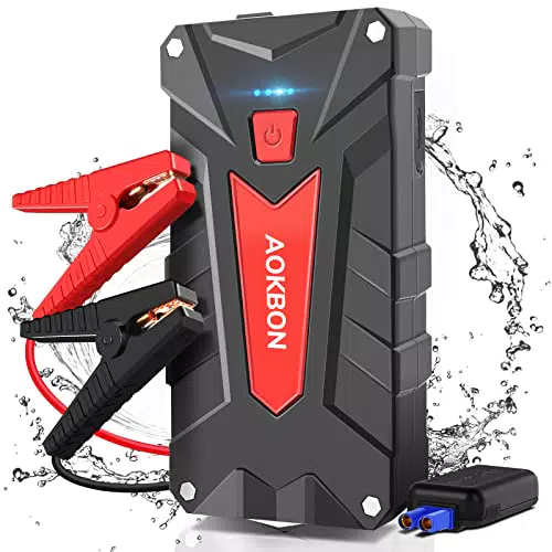AOKBON Arrancador de Coches 1200A para Motores Gasolina y Diesel con USB y LED