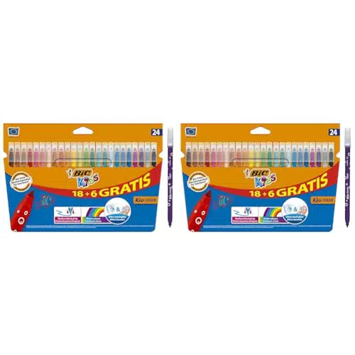 BIC Kids Rotuladores Lavables para Niños, Óptimo para material escolar y de oficina